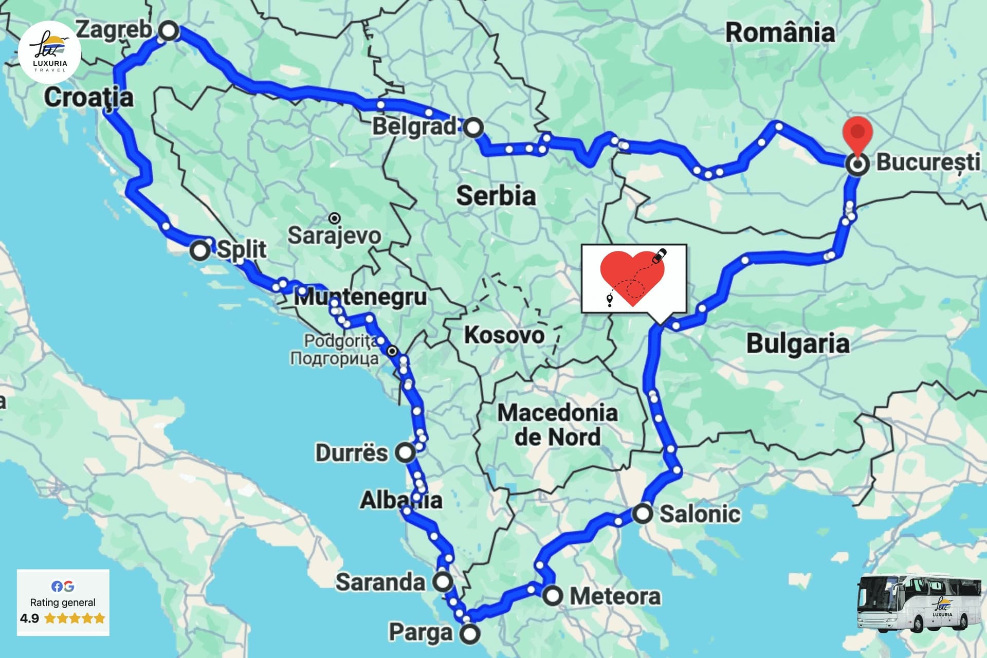 Circuit Balcanic: Grecia, Albania, Muntenegru, Croatia si Serbia - 11 Zile